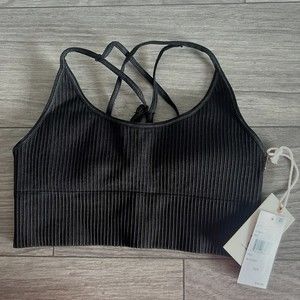 Good American‎ Black Seamless Ribbed Bra GP0686 Size 00/0 NWT